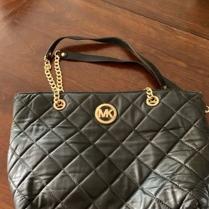 Michael Kors Black Leather Quilted Tote